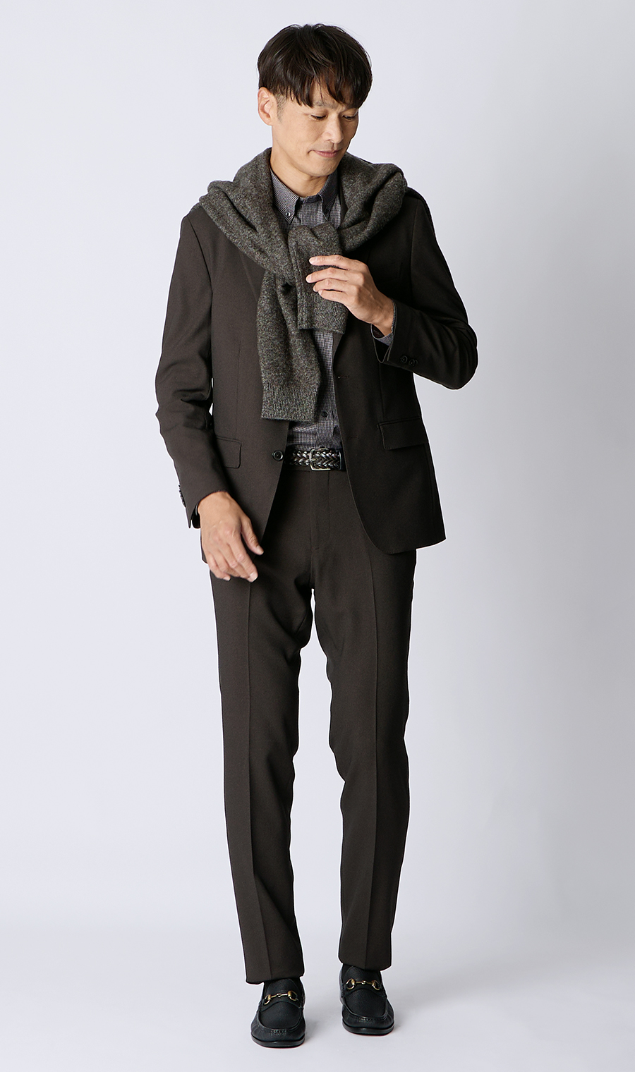 メランジボタンダウンシャツ チャコール S