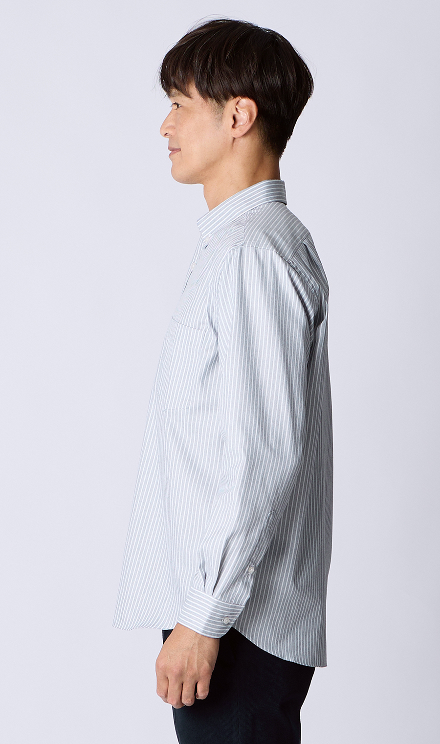 メランジボタンダウンシャツ ライトグレー S