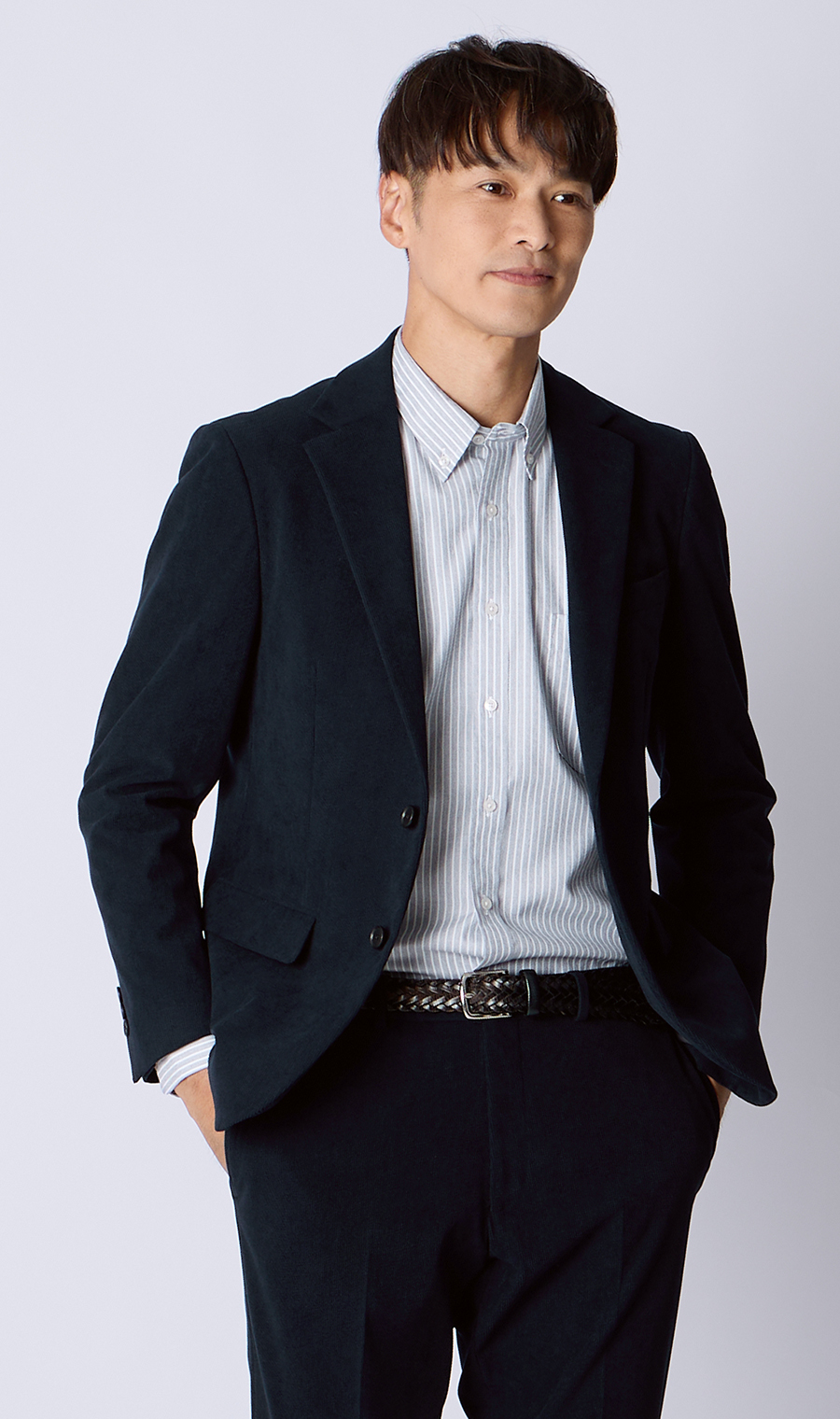 メランジボタンダウンシャツ ライトグレー S