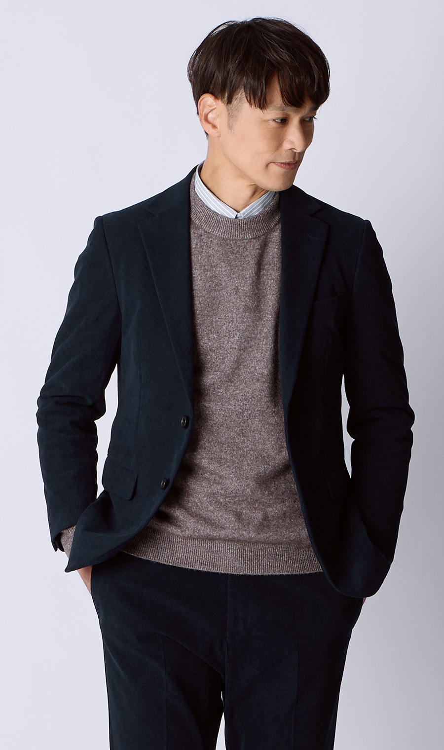 メランジボタンダウンシャツ ライトグレー S