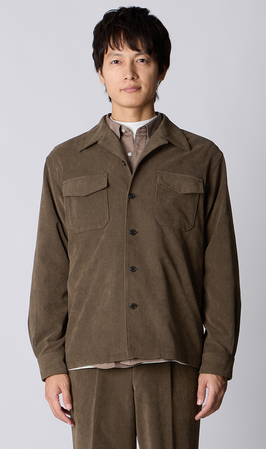 CPOシャツジャケット【コーデュロイ】【セットアップ着用可】 ブラウン S
