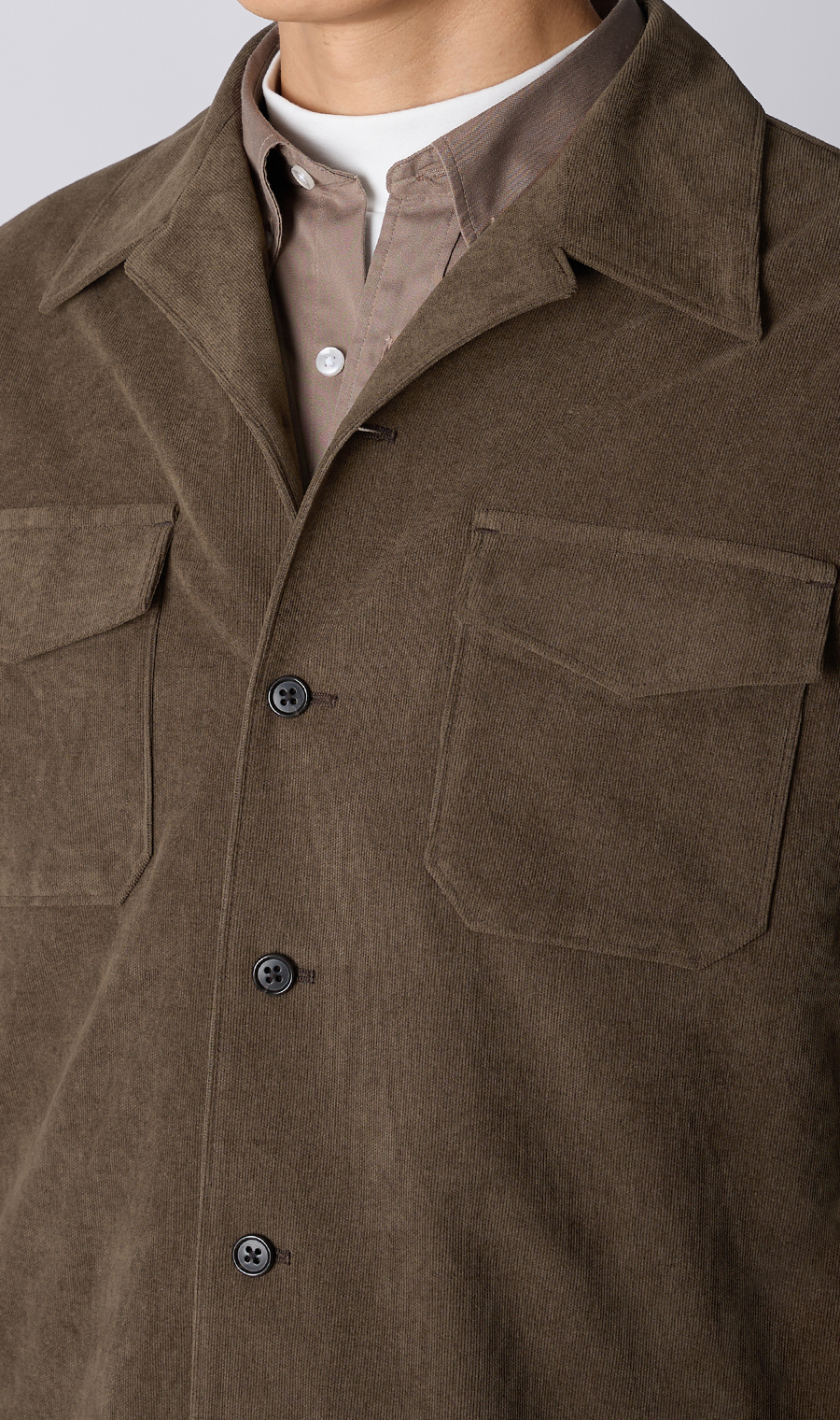 CPOシャツジャケット【コーデュロイ】【セットアップ着用可】 ブラウン S