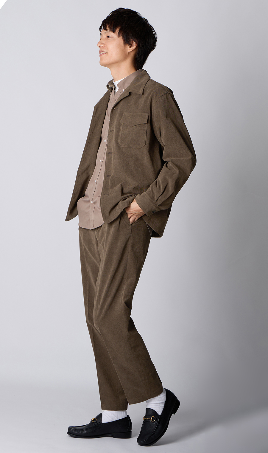 CPOシャツジャケット【コーデュロイ】【セットアップ着用可】 ブラウン S