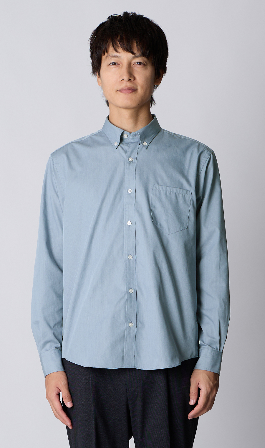 ボタンダウンシャツ【長袖】【EASYCARE】 サックス S