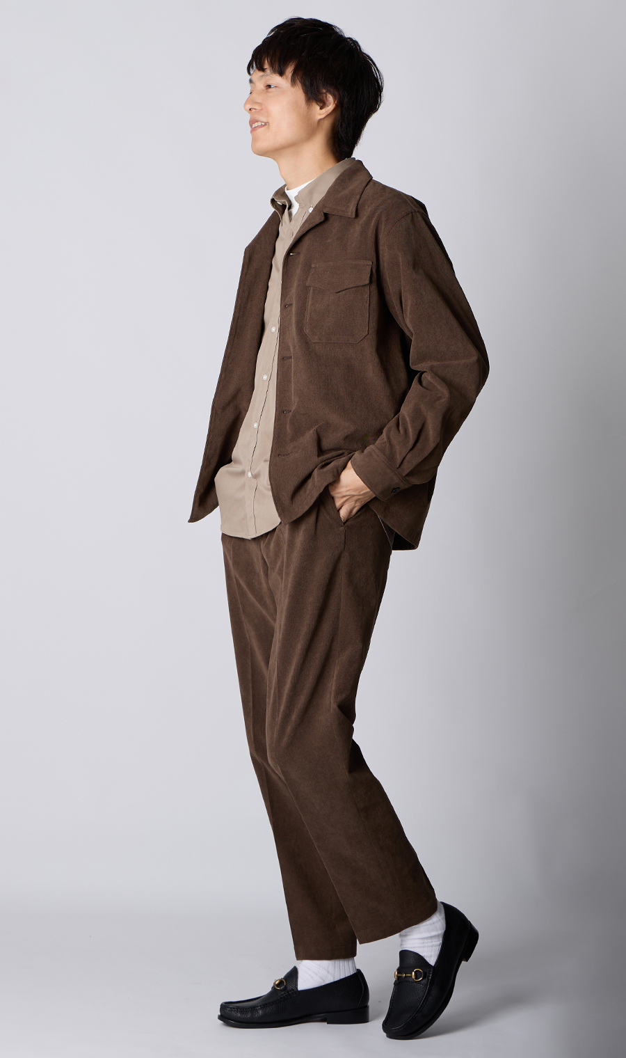 ボタンダウンシャツ【長袖】【EASYCARE】 ベージュ S