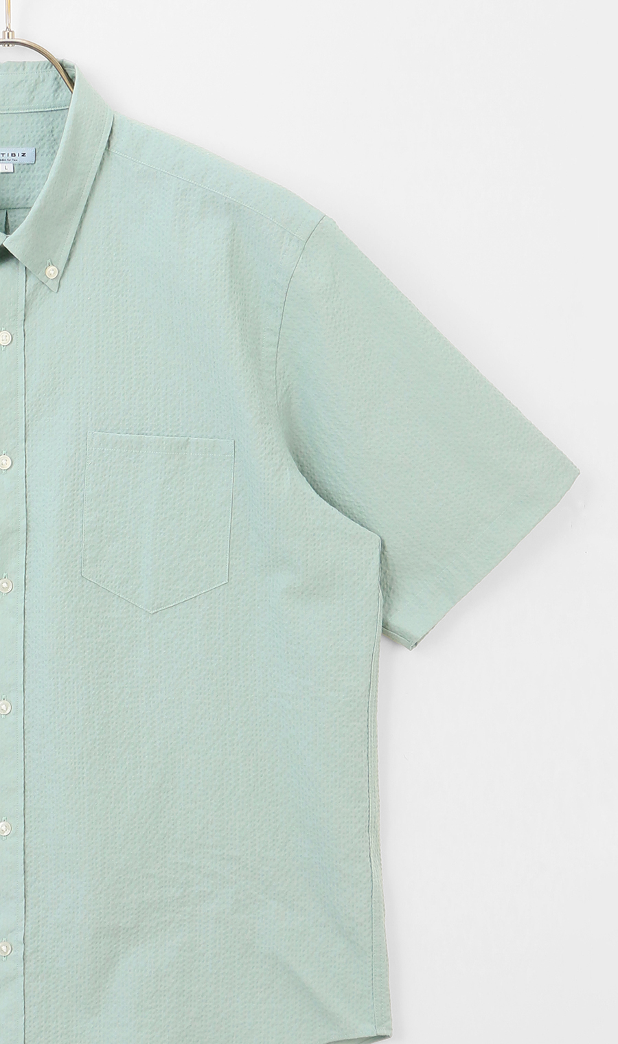 エアリーシアサッカーボタンダウンシャツ【COOL CONTACT】 グリーン S