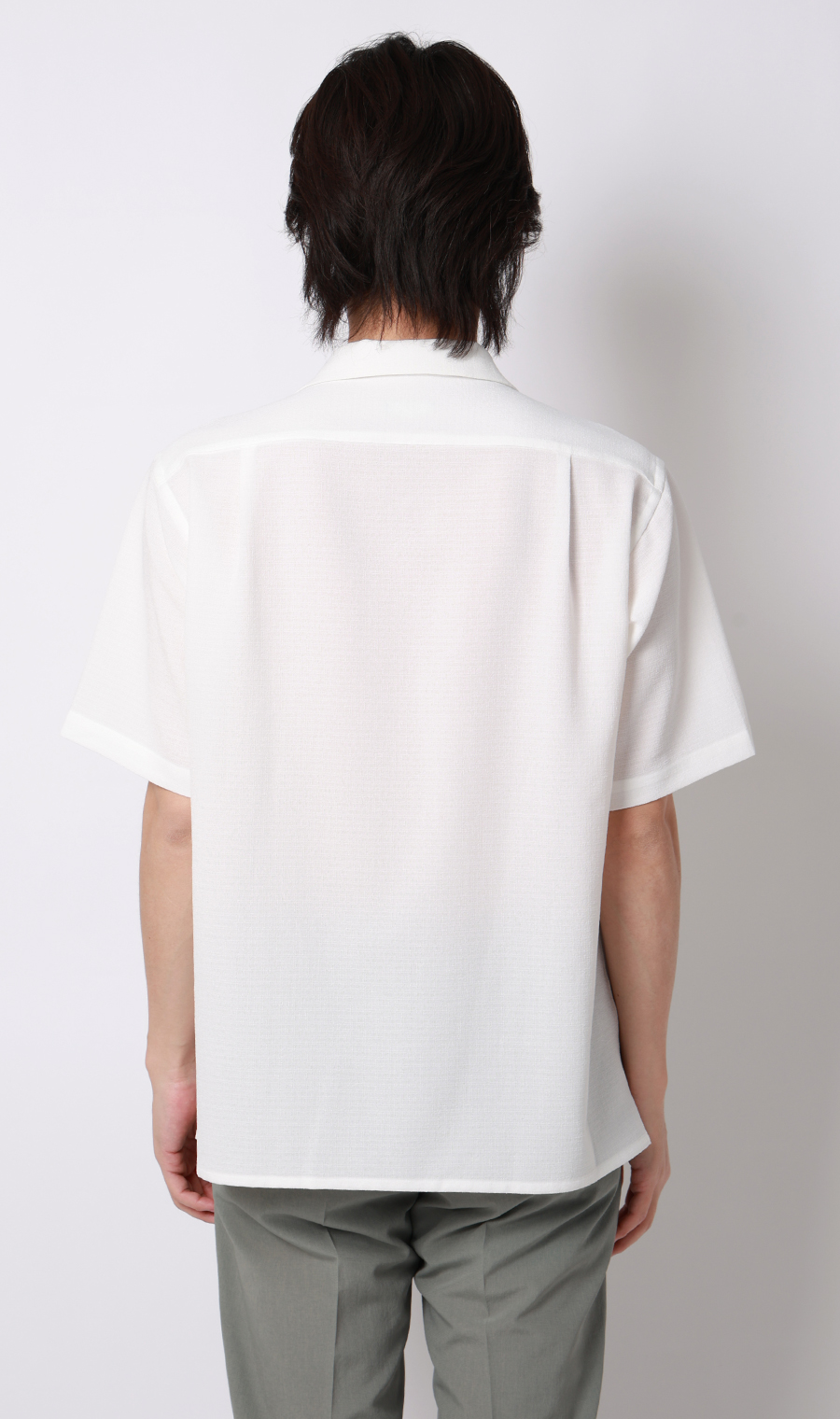 リネンライクオープンカラーシャツ【半袖】【Reflax】 ホワイト S