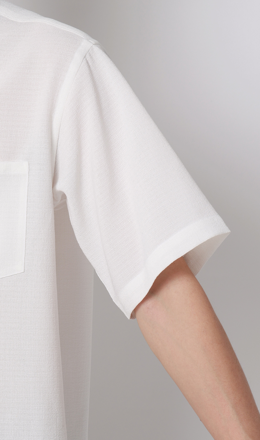 リネンライクオープンカラーシャツ【半袖】【Reflax】 ホワイト S