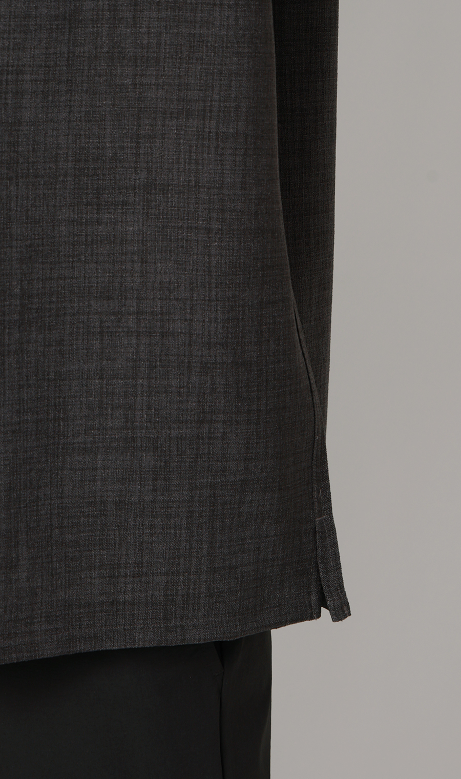 リネンライクオープンカラーシャツ【半袖】【Reflax】 チャコール S