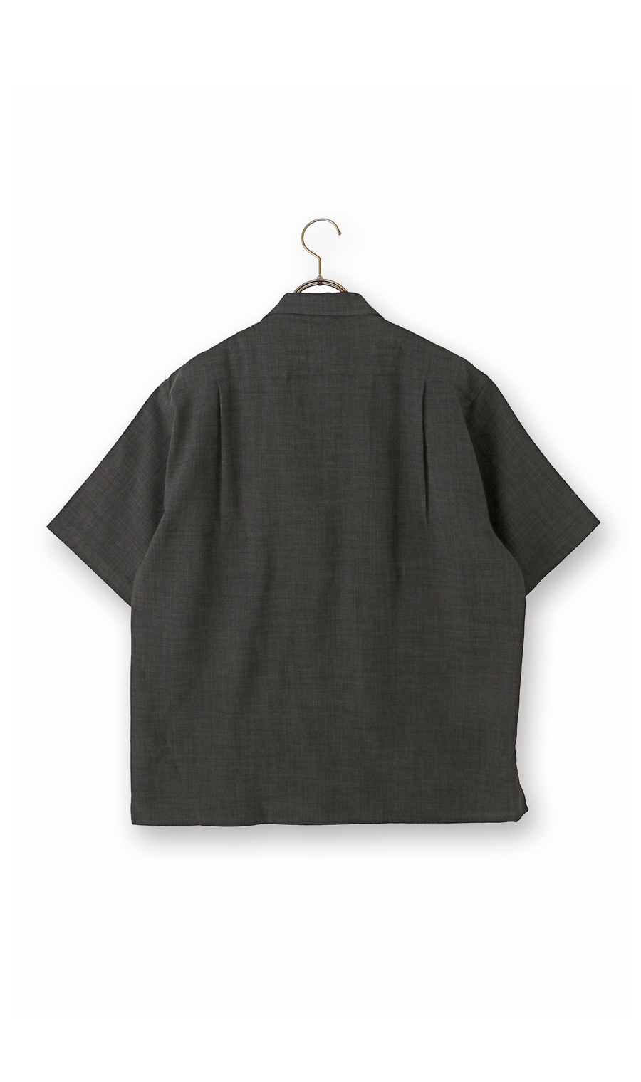 リネンライクオープンカラーシャツ【半袖】【Reflax】 チャコール S