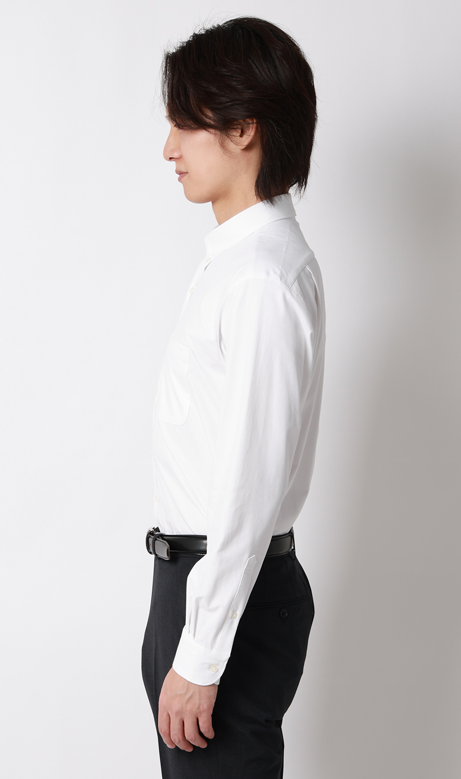 ボタンダウンニットシャツ【長袖】【ALTIMA premium PURE WHITE】 ホワイト S