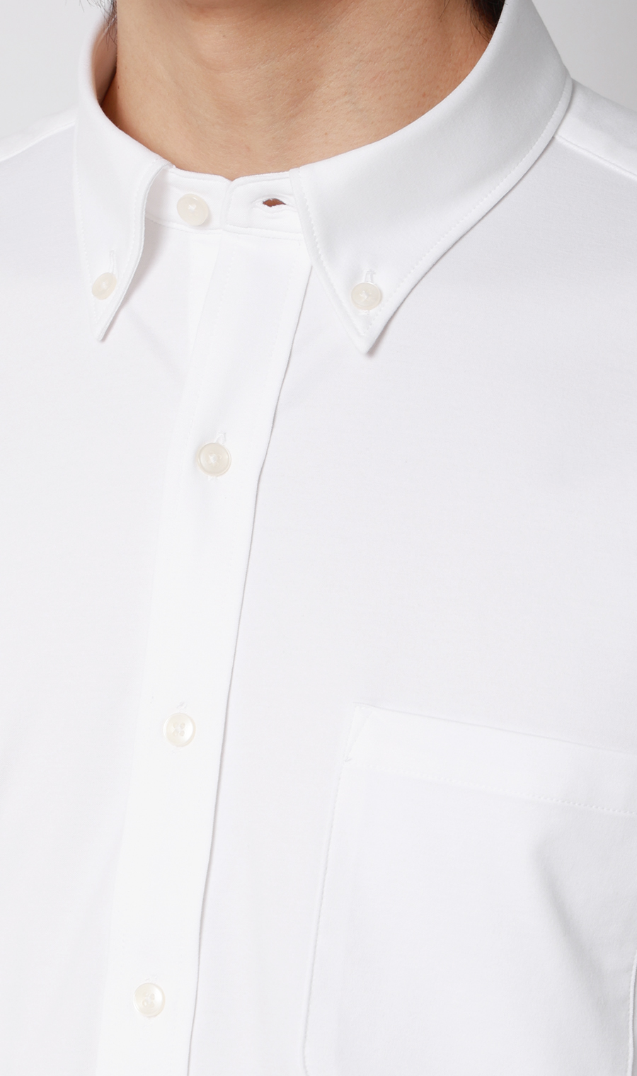 ボタンダウンニットシャツ【長袖】【ALTIMA premium PURE WHITE】 ホワイト S