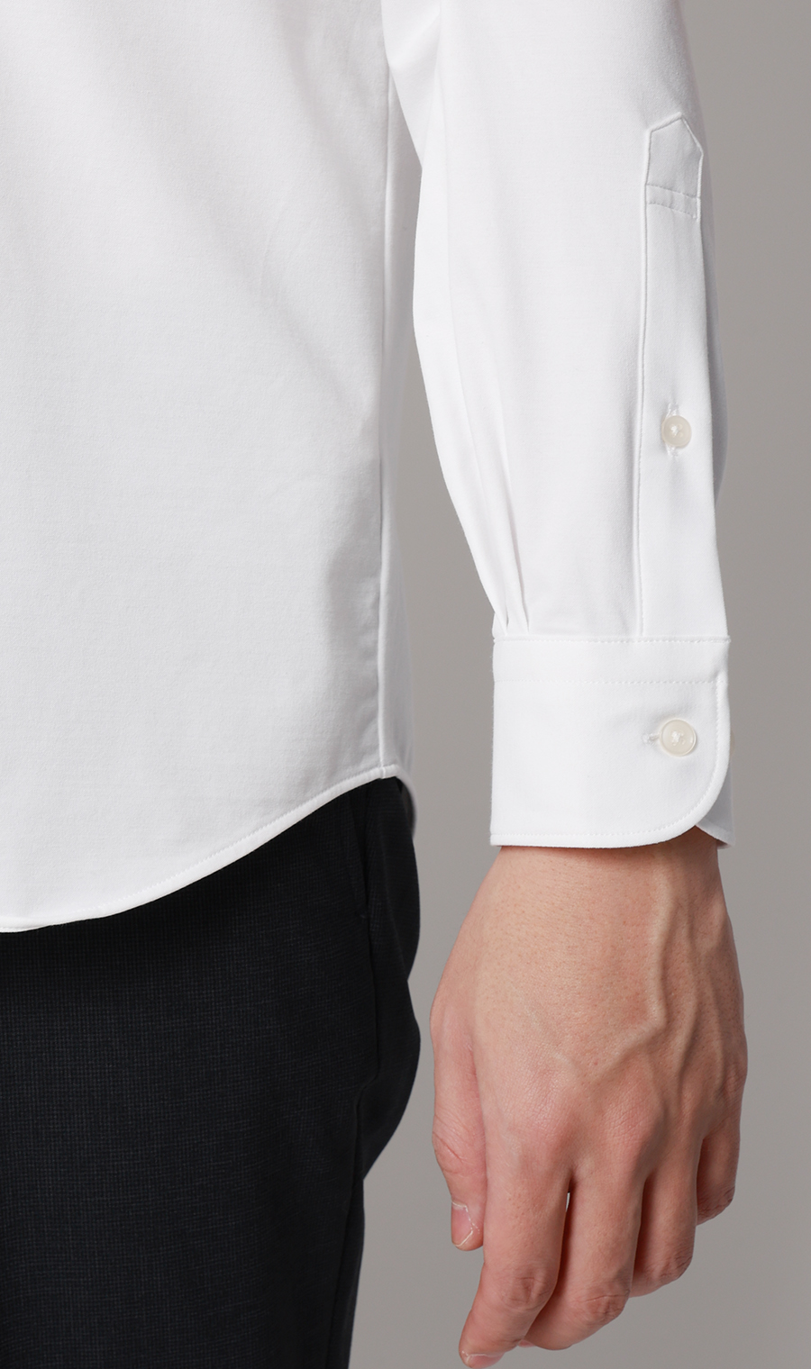 ボタンダウンニットシャツ【長袖】【ALTIMA premium PURE WHITE】 ホワイト S