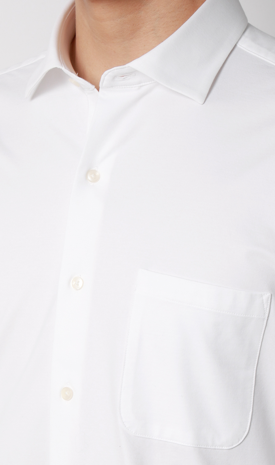 ワイドカラーニットシャツ【長袖】【ALTIMA premium PURE WHITE】 ホワイト S