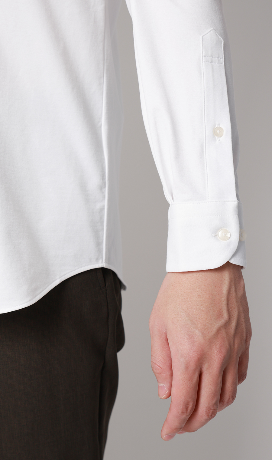 ワイドカラーニットシャツ【長袖】【ALTIMA premium PURE WHITE】 ホワイト S