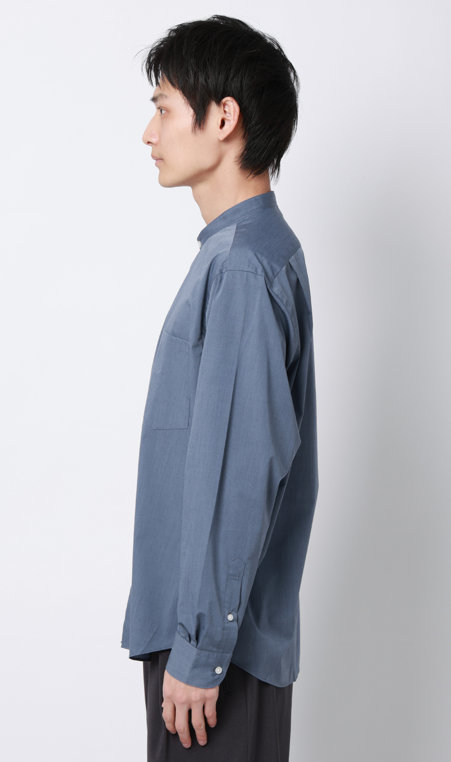 バンドカラーシャツ【長袖】 サックス S