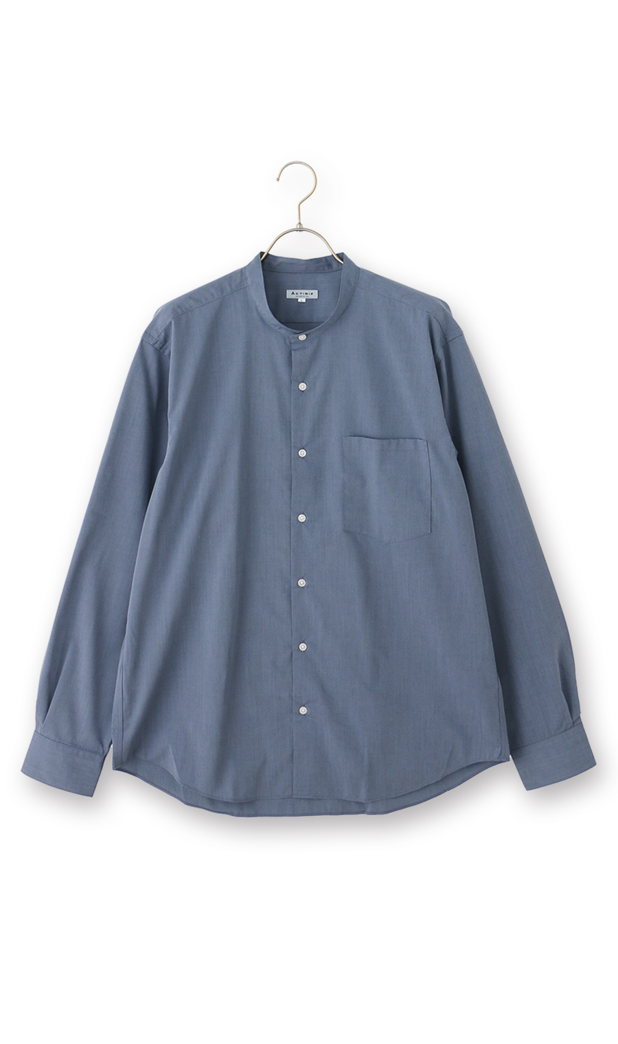 バンドカラーシャツ【長袖】 サックス S