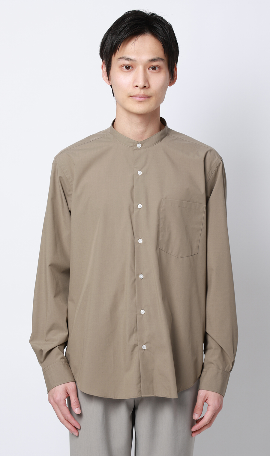 バンドカラーシャツ【長袖】 ベージュ S