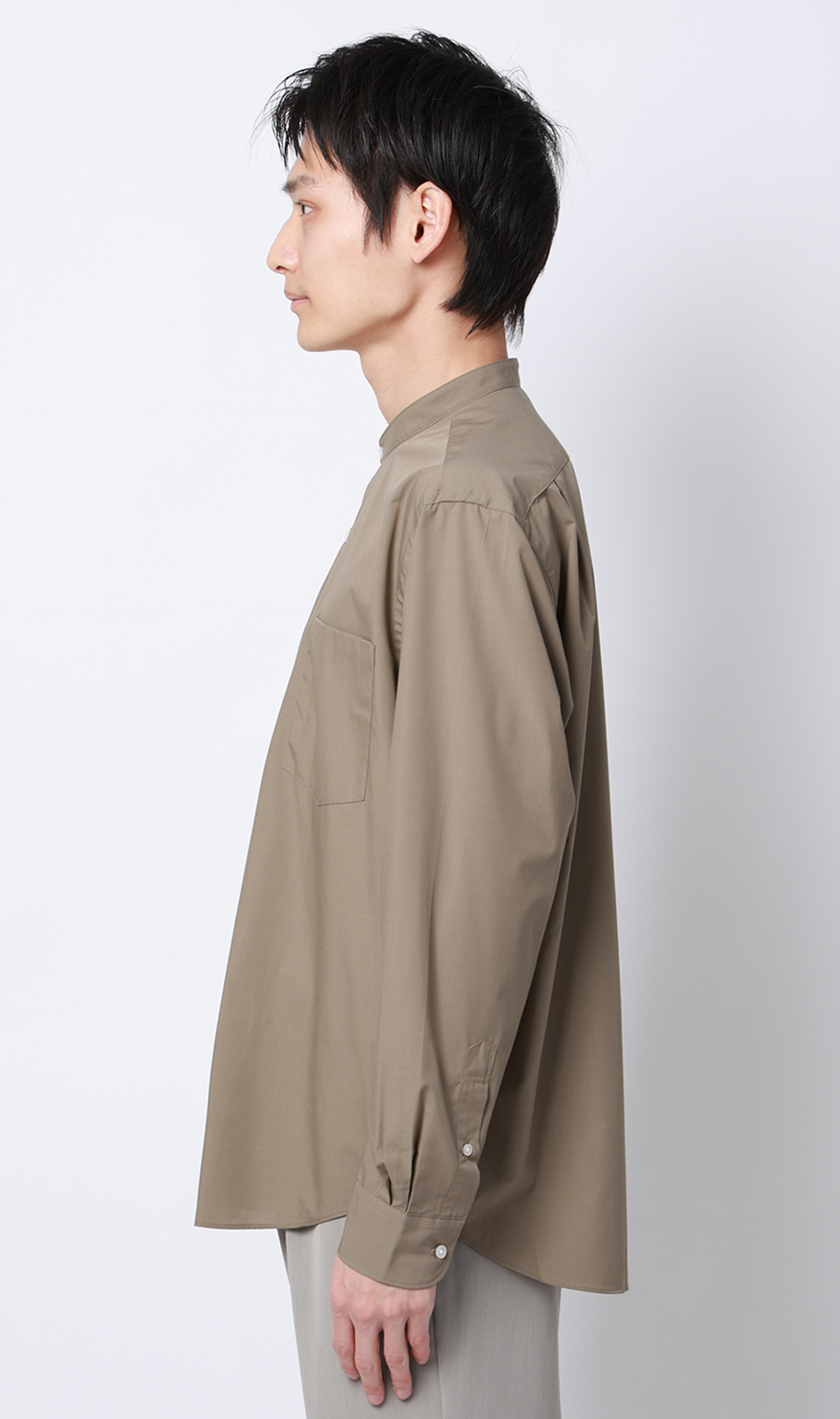 バンドカラーシャツ【長袖】 ベージュ S