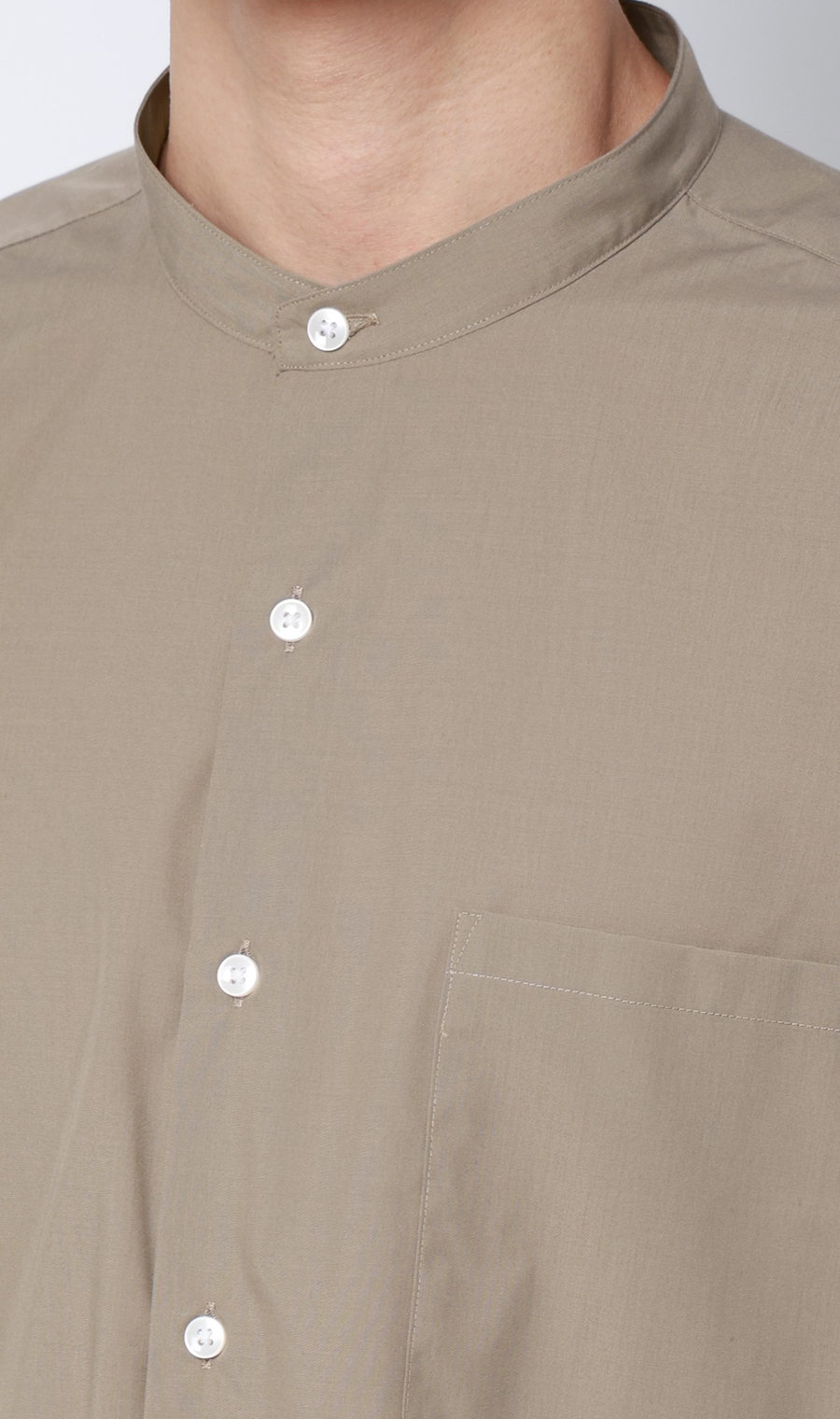 バンドカラーシャツ【長袖】 ベージュ S