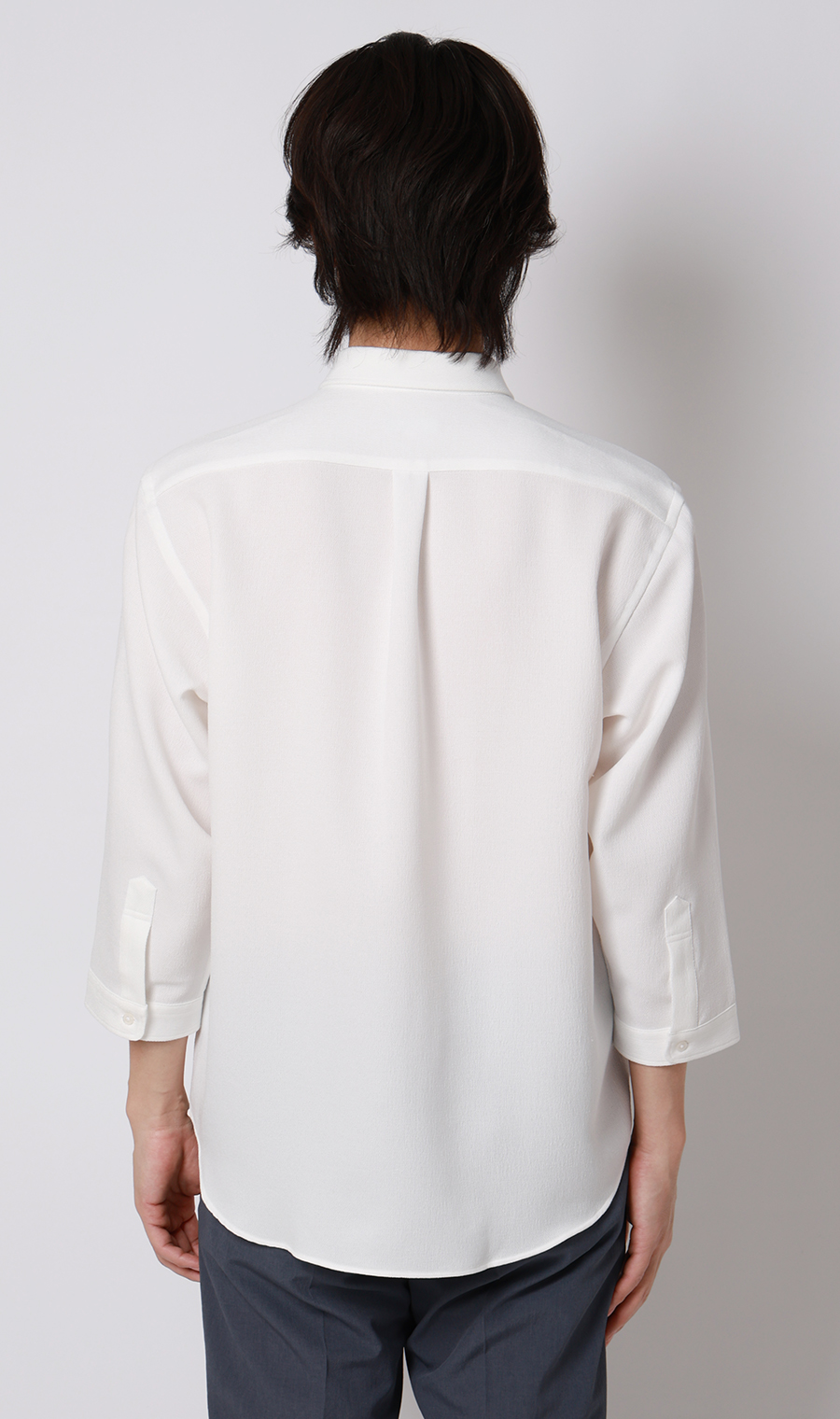 リネンライクボタンダウンシャツ【7分袖】【Reflax】 ホワイト S