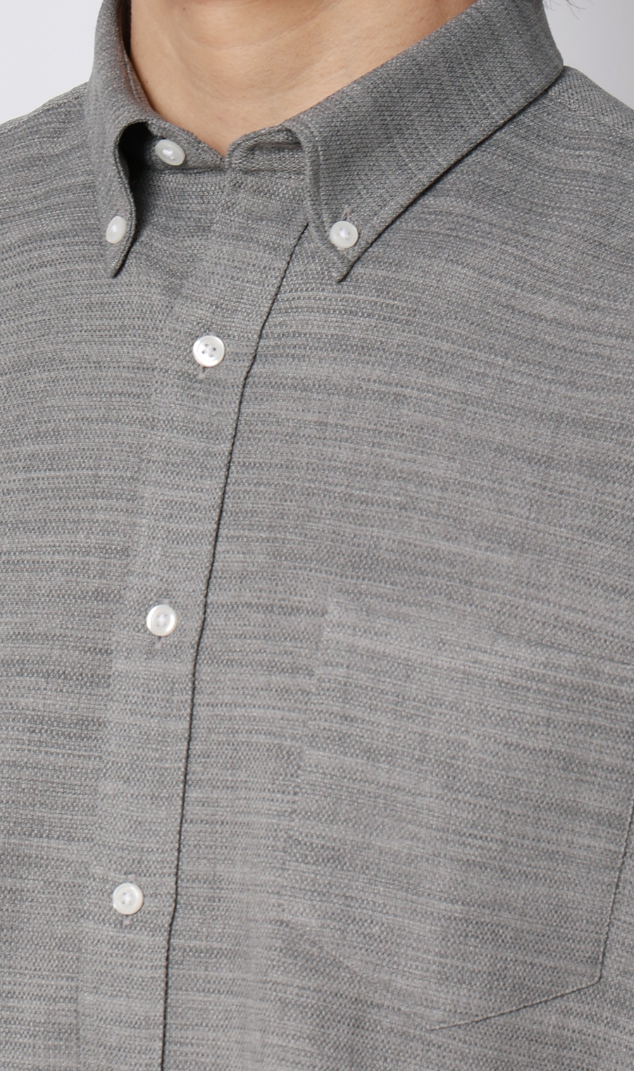 リネンライクボタンダウンシャツ【7分袖】【Reflax】 グレー S