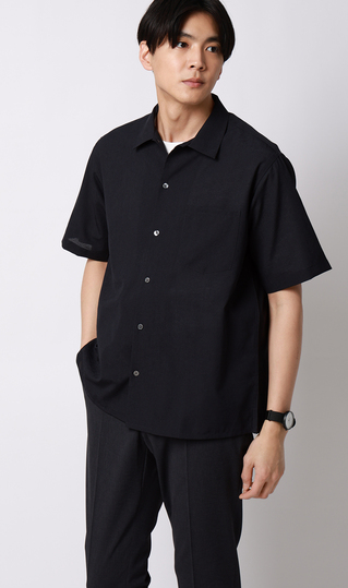 オープンカラーエアリーシャツ【半袖】【Reflax】