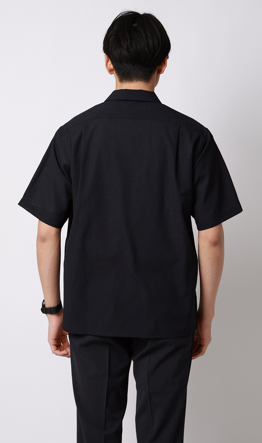 オープンカラーエアリーシャツ【半袖】【Reflax】 ネイビー S