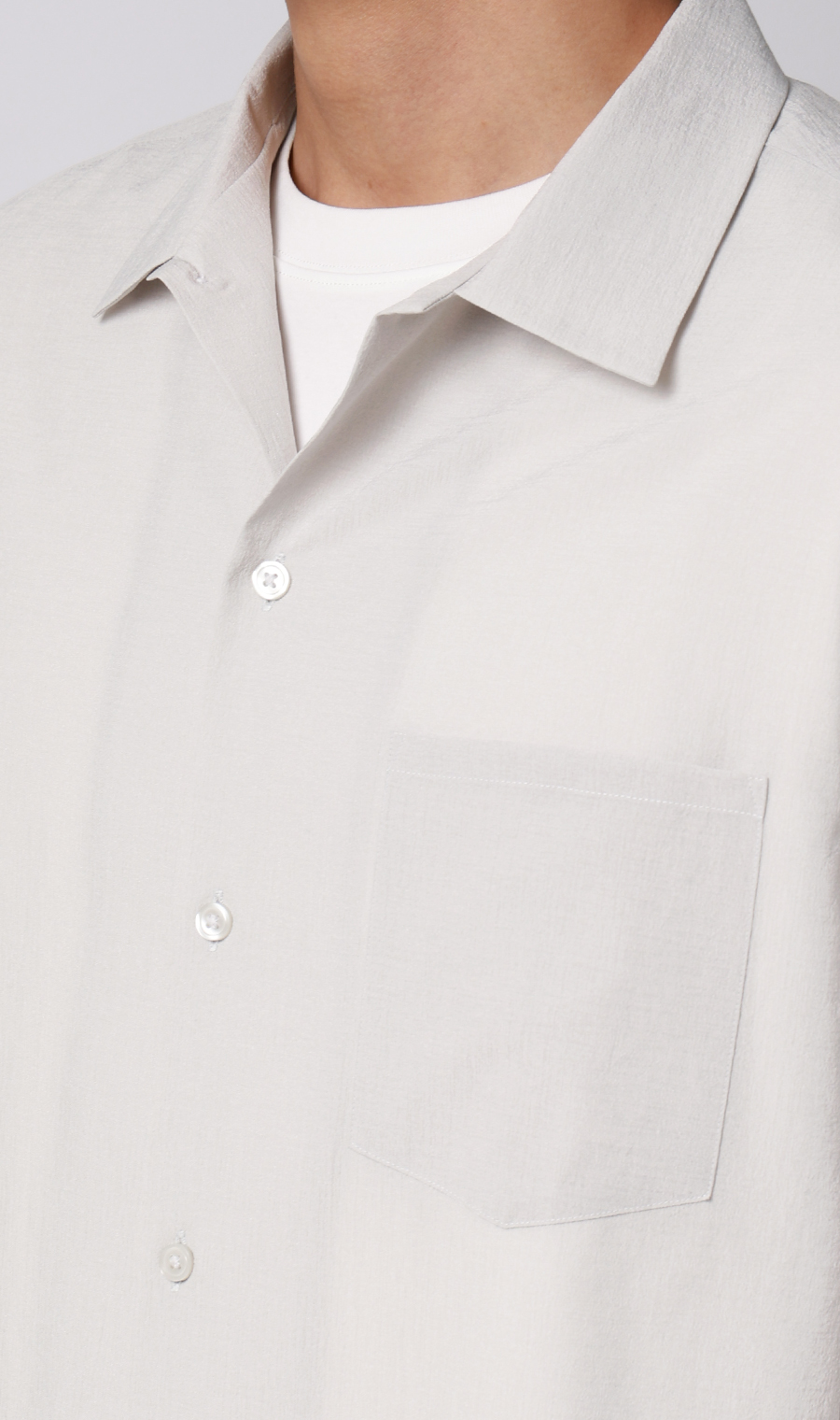 オープンカラーエアリーシャツ【半袖】【Reflax】 ライトグレー S