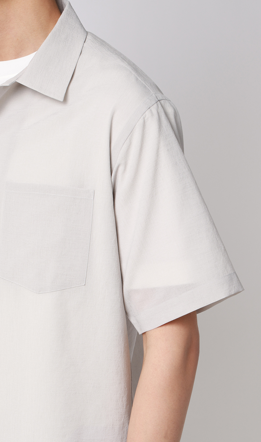 オープンカラーエアリーシャツ【半袖】【Reflax】 ライトグレー S