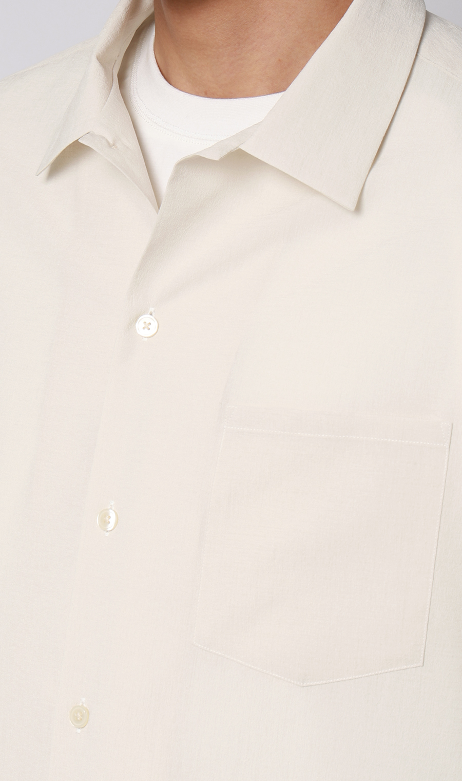 オープンカラーエアリーシャツ【半袖】【Reflax】 ベージュ S