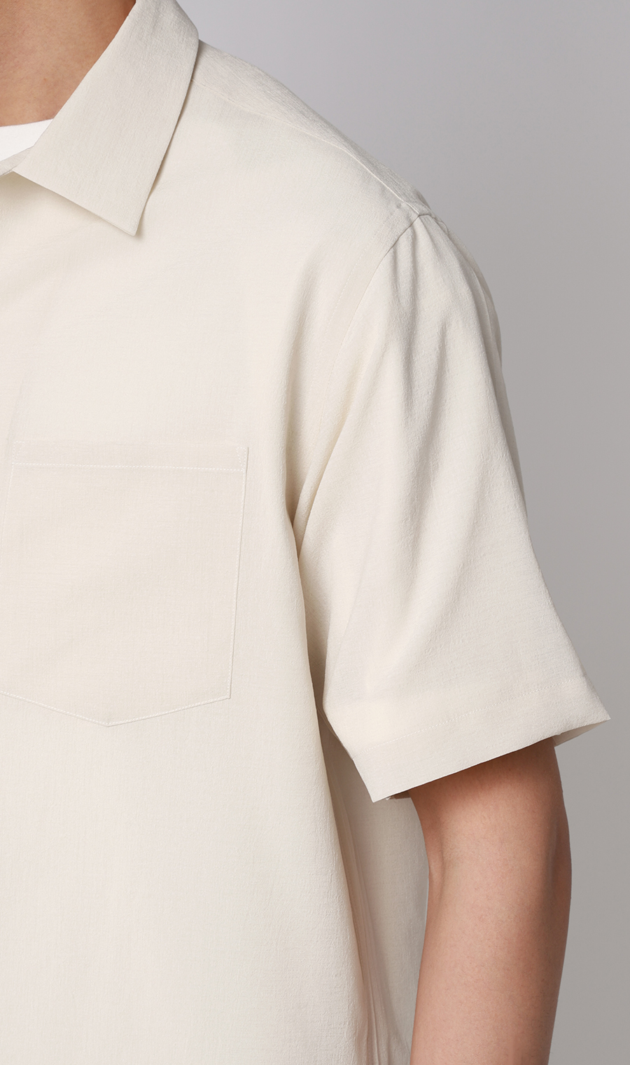 オープンカラーエアリーシャツ【半袖】【Reflax】 ベージュ S