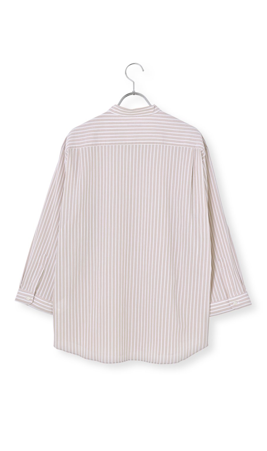 綿クレープスタンドカラーシャツ【7分袖】【涼】 ベージュ S