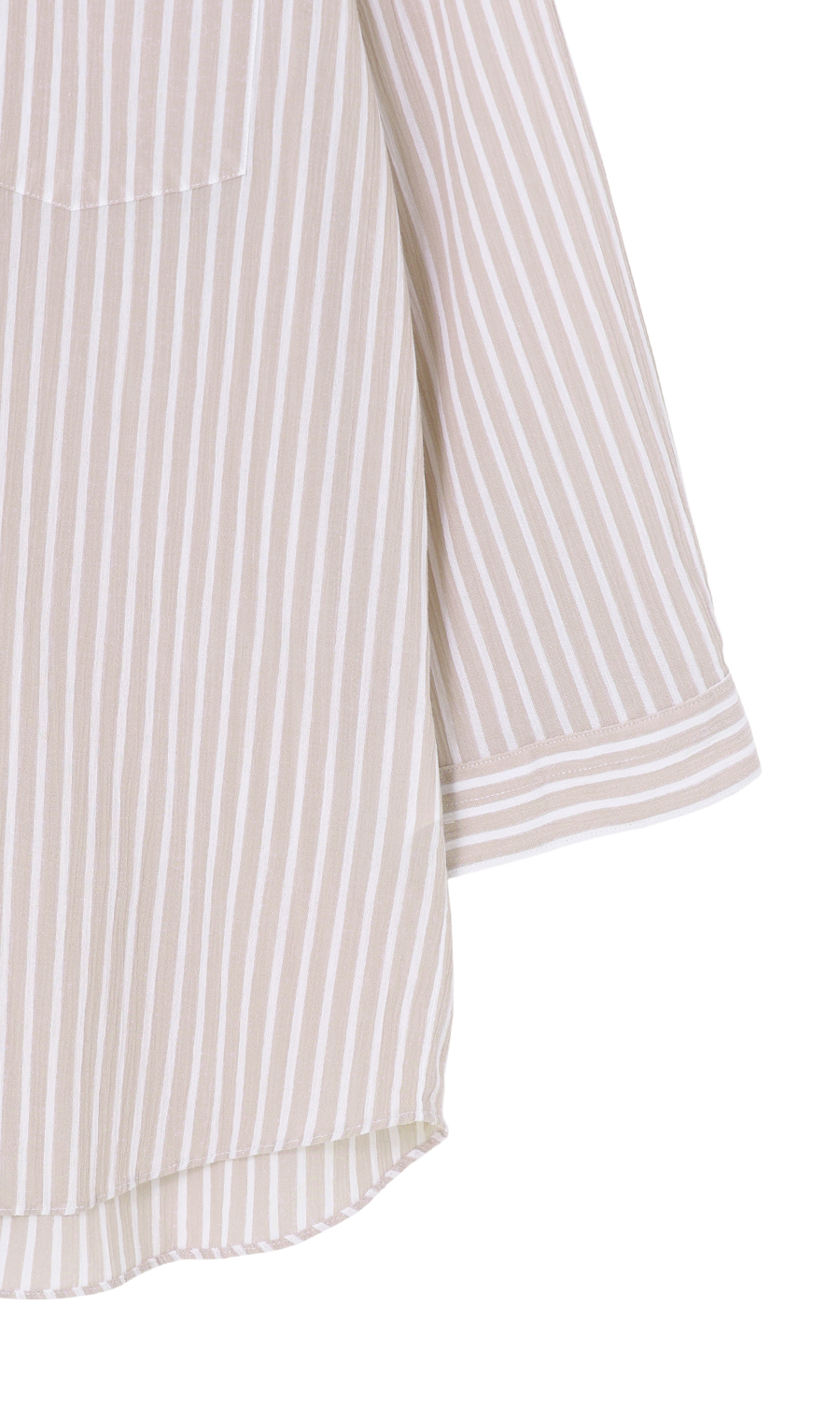 綿クレープスタンドカラーシャツ【7分袖】【涼】 ベージュ S