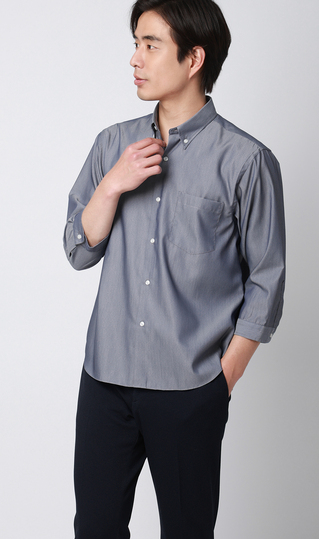 リヨセル混ボタンダウンシャツ【涼】【7分袖】【EASY CARE】