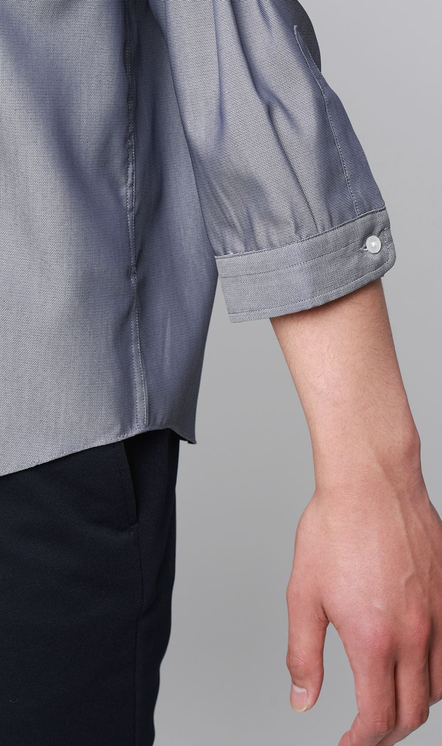 リヨセル混ボタンダウンシャツ【涼】【7分袖】【EASY CARE】 ネイビー M