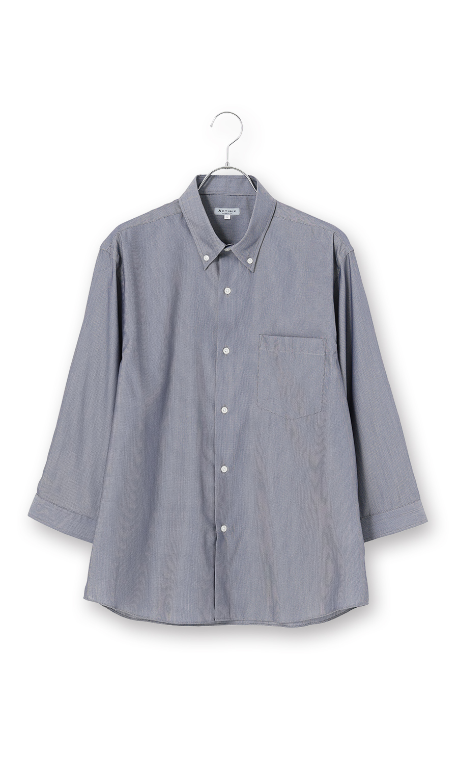 リヨセル混ボタンダウンシャツ【涼】【7分袖】【EASY CARE】 ネイビー M