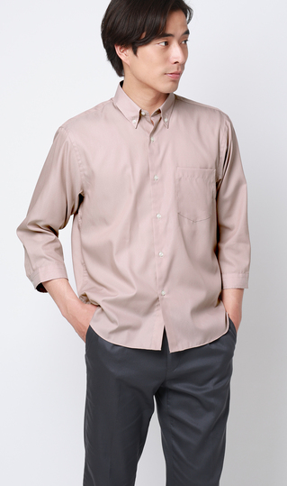 リヨセル混ボタンダウンシャツ【涼】【7分袖】【EASY CARE】