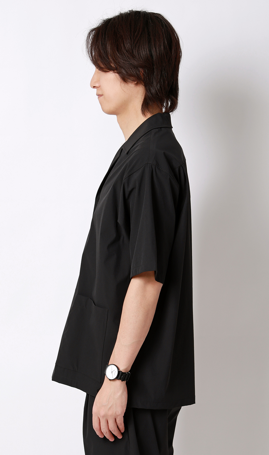 半袖オーバーシャツ【マルチウェイ】【セットアップ着用可】 ブラック S