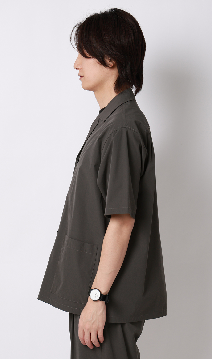 半袖オーバーシャツ【マルチウェイ】【セットアップ着用可】 チャコール S