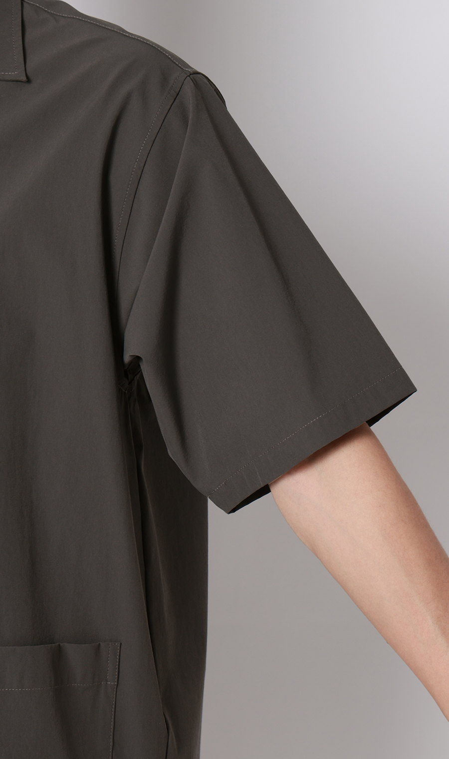 半袖オーバーシャツ【マルチウェイ】【セットアップ着用可】 チャコール S