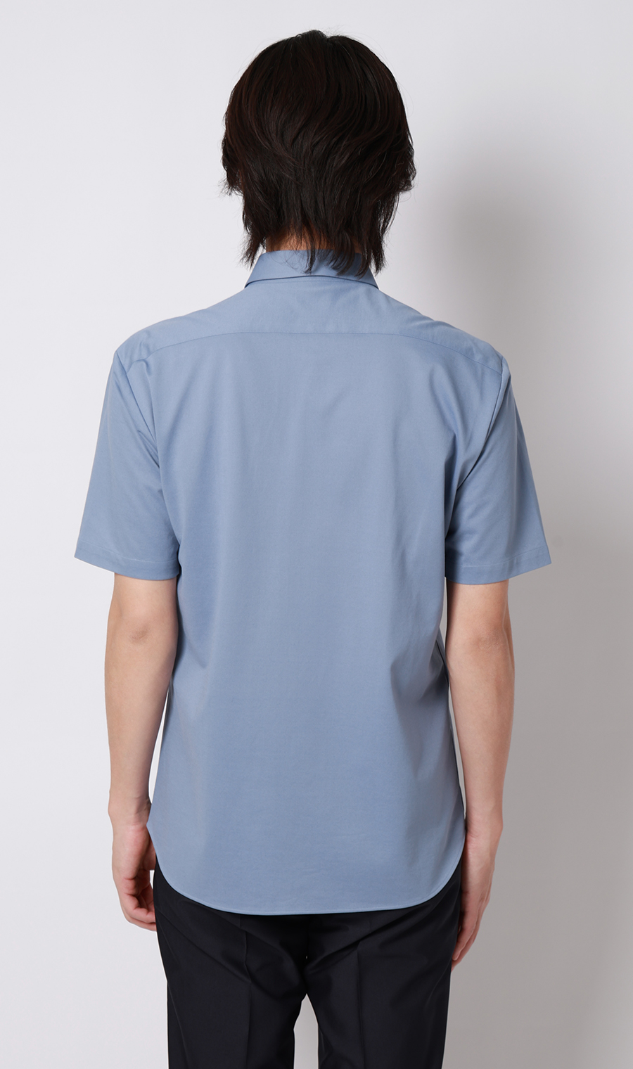 ワイドカラーニットシャツ【半袖】【ALTIMA premium】 ブルー M