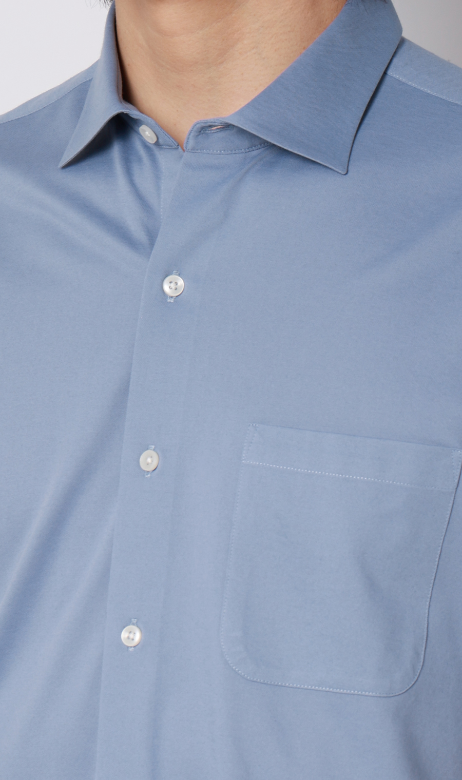 ワイドカラーニットシャツ【半袖】【ALTIMA premium】 ブルー M