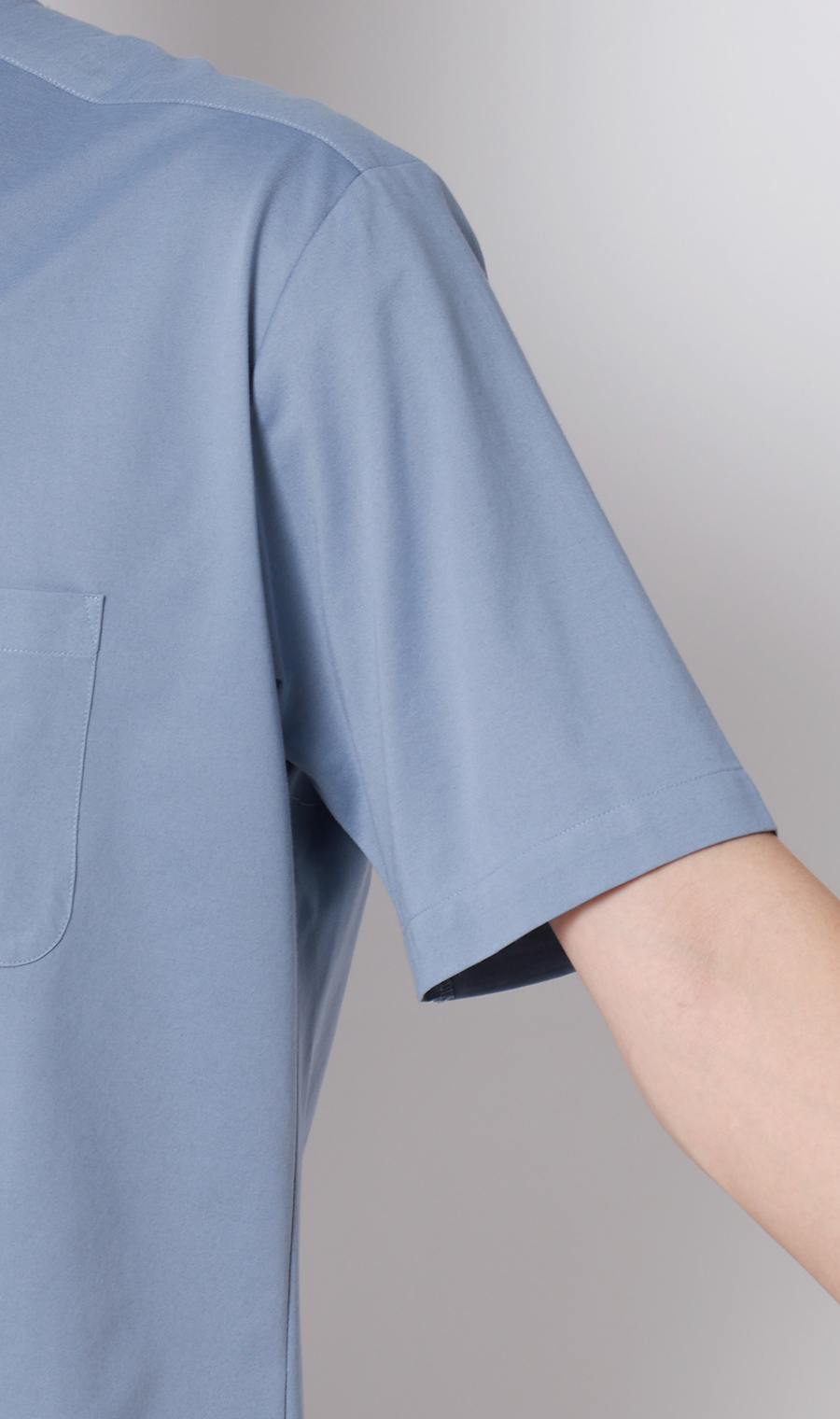 ワイドカラーニットシャツ【半袖】【ALTIMA premium】 ブルー M