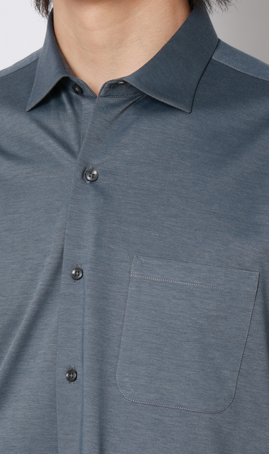 ワイドカラーニットシャツ【半袖】【ALTIMA premium】 ネイビー M