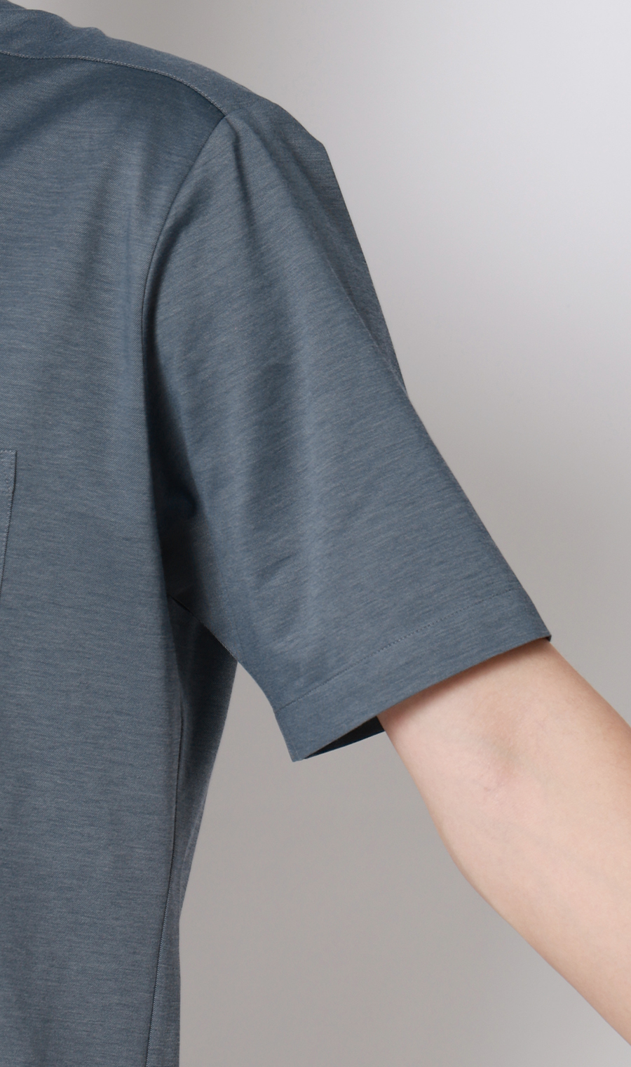 ワイドカラーニットシャツ【半袖】【ALTIMA premium】 ネイビー M