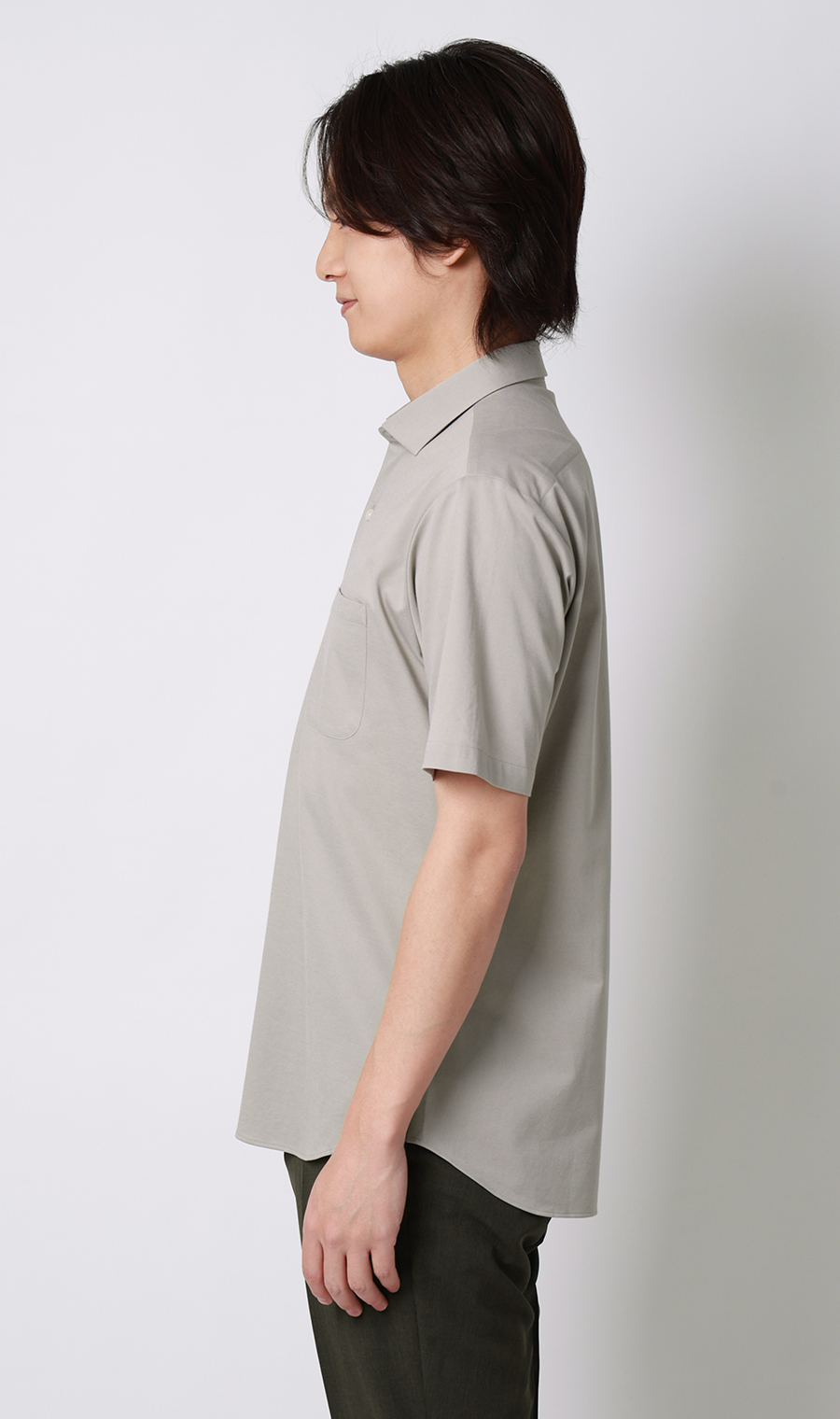 ワイドカラーニットシャツ【半袖】【ALTIMA premium】 ベージュ M