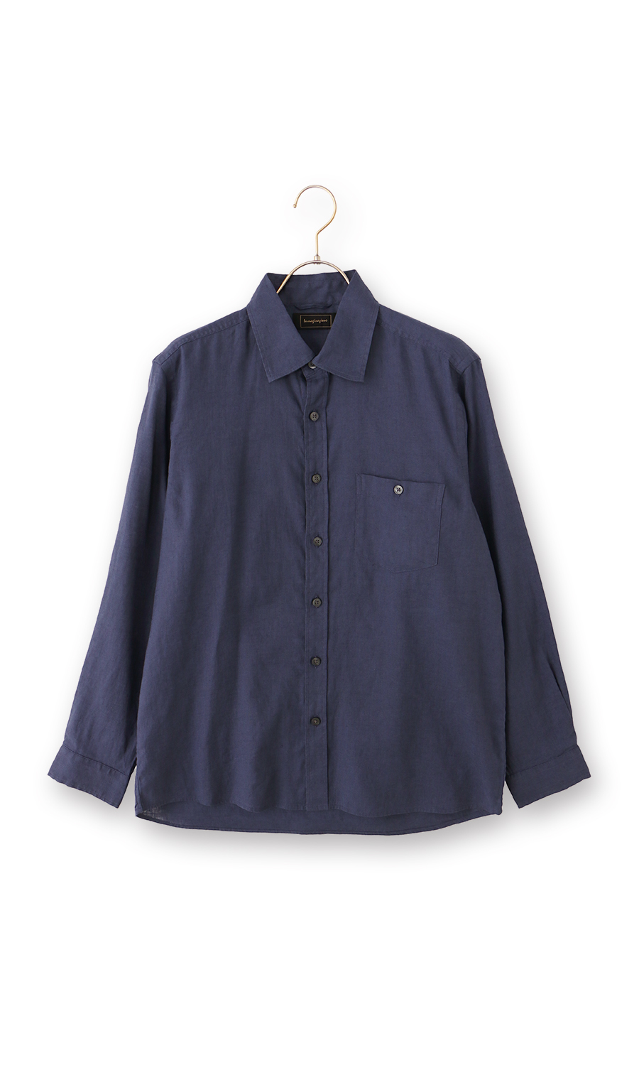 リネンシャツ【長袖】 ネイビー M