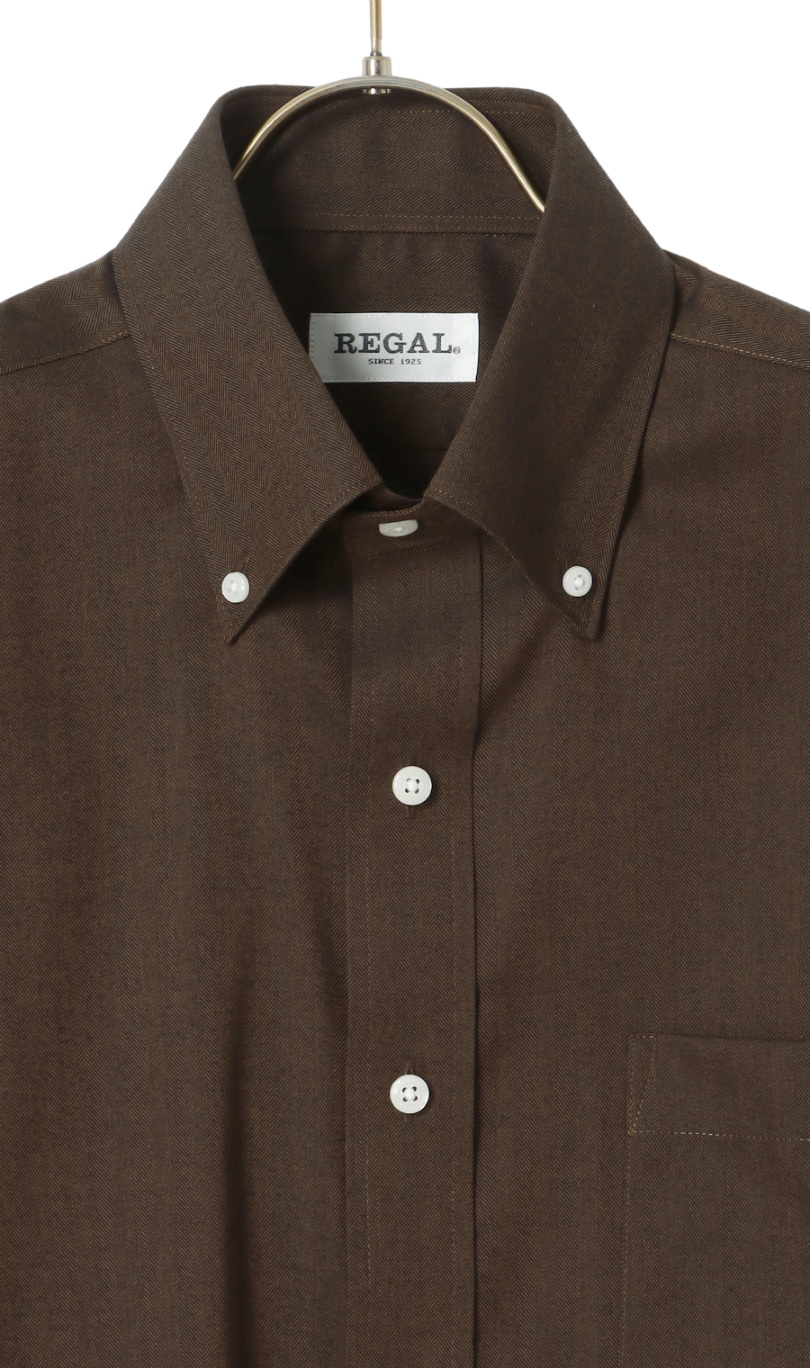 ボタンダウンカジュアルシャツ【EASY CARE】 ブラウン M