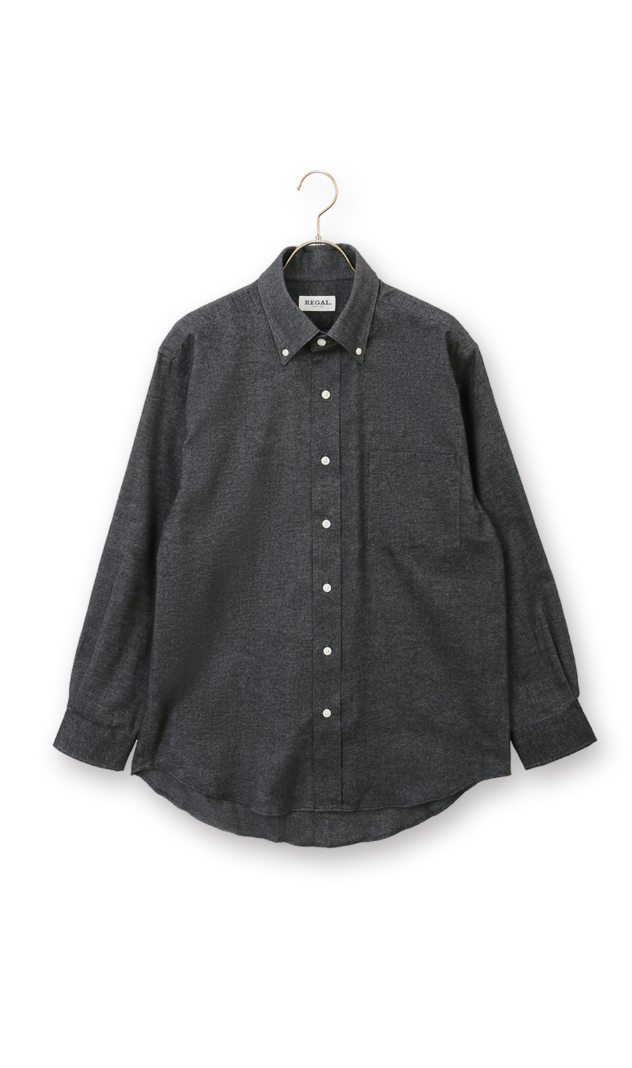 両面起毛ツイルボタンダウンカジュアルシャツ【EASY CARE】 ブラック M